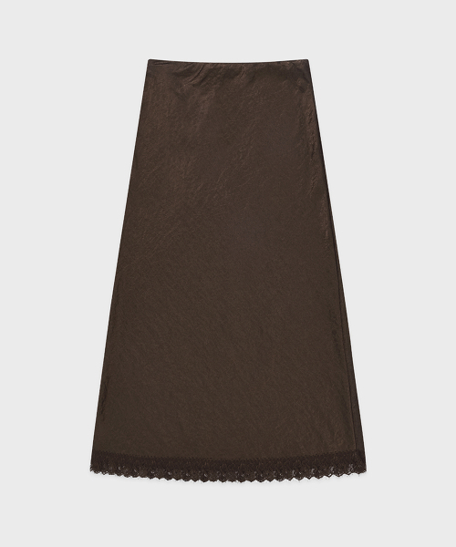 SINOON(シヌーン)の「Satin Lace Long Skirt (Brown)(スカート・レディース・ブラウン・FREE)」の4枚目の写真