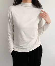 ハイネック 長袖」に該当するホワイト/白色系のレディースファッション