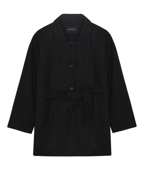 NICK&NICOLE(ニックアンドニコール)の「SUEDE BELTED HALF COAT_BLACK(チェスターコート・レディース・ブラック・FREE)」の4枚目の写真