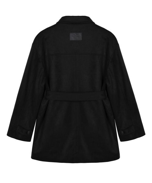 NICK&NICOLE(ニックアンドニコール)の「SUEDE BELTED HALF COAT_BLACK(チェスターコート・レディース・ブラック・FREE)」の5枚目の写真