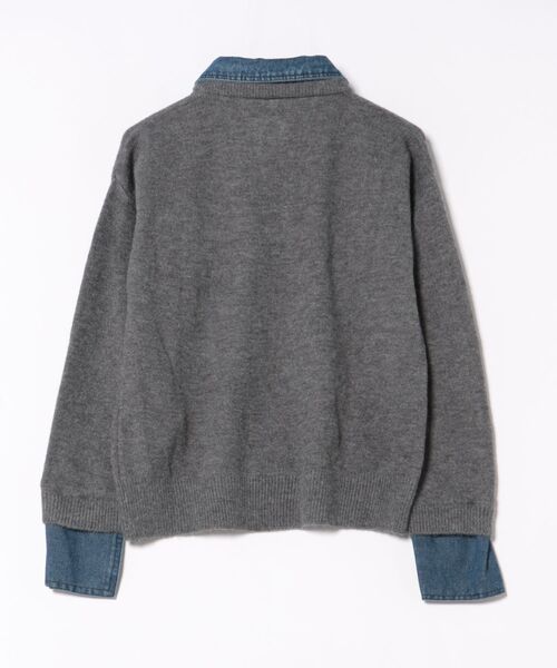 セール】デニム襟付きフェイクレイヤードニット / プルオーバー / 3色