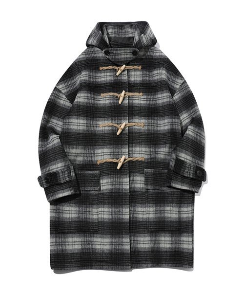 MAINBOOTH(メインブース)の「Oversized Check Duffle Coat(BLACK)(チェスターコート・レディース・その他・2/3)」の1枚目の写真