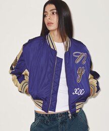 OVIS COLOR BLOCK BOMBER JACKET NAVY