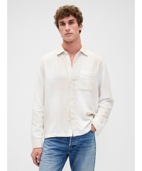 GAP（ギャップ）の「リラックスフィット フランネルシャツ（シャツ/ブラウス・メンズ・ネイビー/ホワイト系その他・XS/S/M/L/XL）」の2枚目の写真