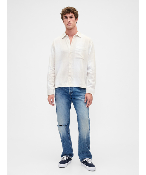 GAP（ギャップ）の「リラックスフィット フランネルシャツ（シャツ/ブラウス・メンズ・ネイビー/ホワイト系その他・XS/S/M/L/XL）」の10枚目の写真