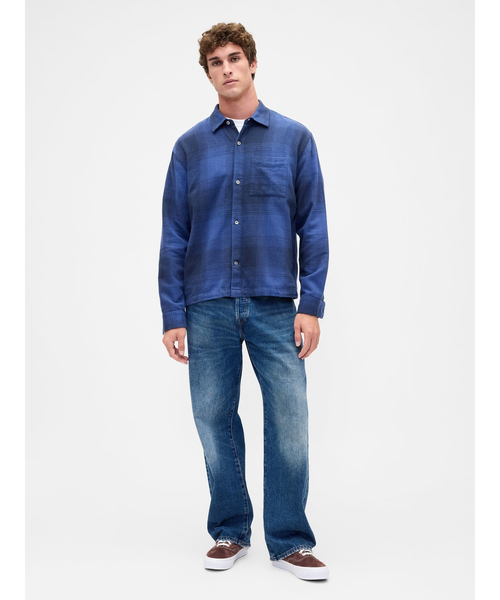 GAP（ギャップ）の「リラックスフィット フランネルシャツ（シャツ/ブラウス・メンズ・ネイビー/ホワイト系その他・XS/S/M/L/XL）」の9枚目の写真