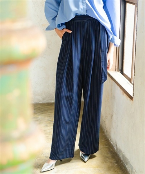 Maison INNESS(メゾンアイネス)の「ベルテッドパンツ(UVカット・防しわ)<大きいサイズ有>(その他パンツ・レディース・グレー/ブラック/グレイッシュベージュ/ネイビー系・S/M/L/LL/3L/4L/5L)」の4枚目の写真
