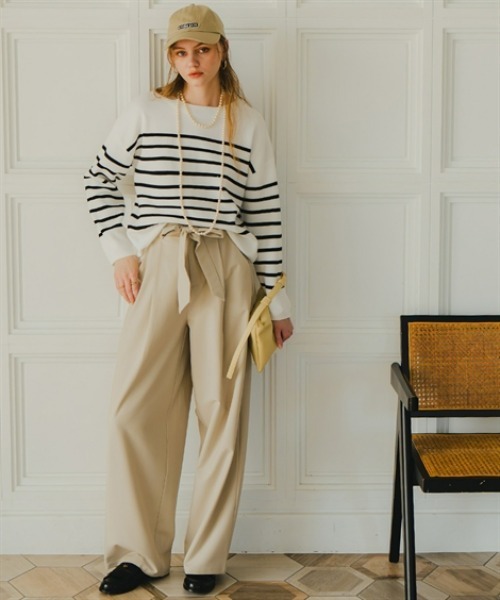 Maison INNESS（メゾンアイネス）の「ベルテッドパンツ（UVカット・防しわ）＜大きいサイズ有＞（スラックス・レディース・グレー/ブラック/グレイッシュベージュ・S/M/L/LL/3L/4L/5L）」の6枚目の写真