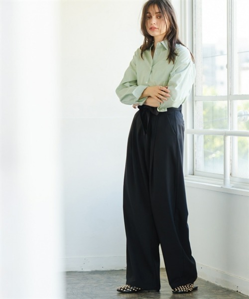 Maison INNESS（メゾンアイネス）の「ベルテッドパンツ（UVカット・防しわ）＜大きいサイズ有＞（スラックス・レディース・グレー/ブラック/グレイッシュベージュ・S/M/L/LL/3L/4L/5L）」の12枚目の写真