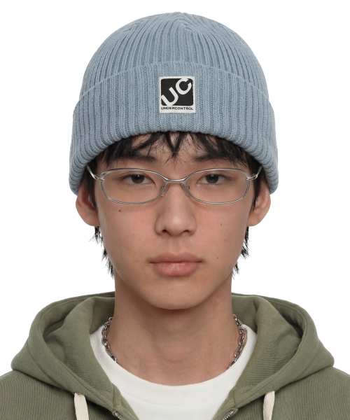 UNDERCONTROL(アンダーコントロール)の「四季用薄手ロングビーニーコットンニット男女共用ロゴビーニーハットBEANIE / CROSS BOX LOGO / L SKY(ニットキャップ/ビーニー・メンズ・その他・FREE)」の1枚目の写真