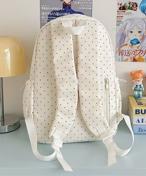pyornim(ピョルニム)の「【A4 サイズ対応】ドット柄 リボンドロスト リュック(バックパック/リュック・レディース・ブラック/ブルー/ホワイト/ピンク/グリーン・F)」の11枚目の写真