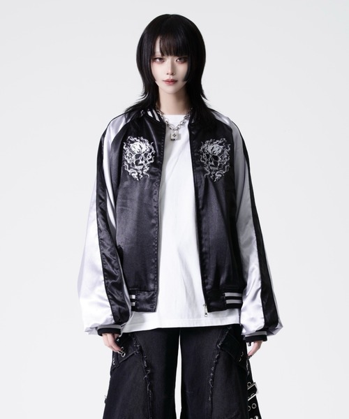 REFLEM(レフレム)の「『REFLEM/レフレム』スカル刺繍スカジャン(スカジャン・レディース・ブラック/ブラック×ホワイト・FREE)」の14枚目の写真