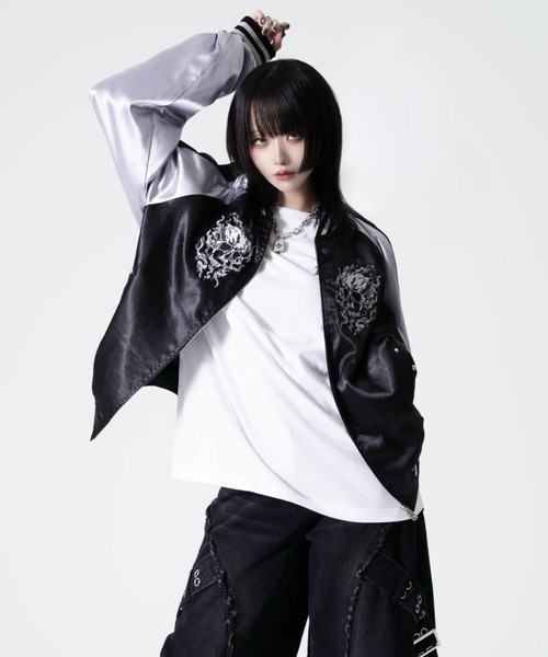 REFLEM(レフレム)の「『REFLEM/レフレム』スカル刺繍スカジャン(スカジャン・レディース・ブラック/ブラック×ホワイト・FREE)」の12枚目の写真