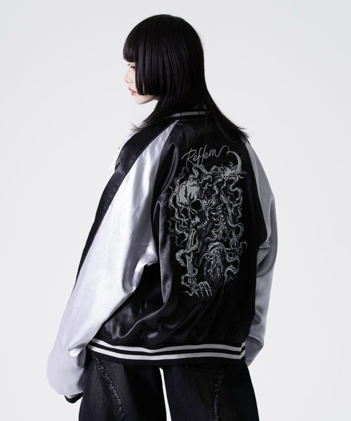 REFLEM(レフレム)の「『REFLEM/レフレム』スカル刺繍スカジャン(スカジャン・レディース・ブラック/ブラック×ホワイト・FREE)」の13枚目の写真
