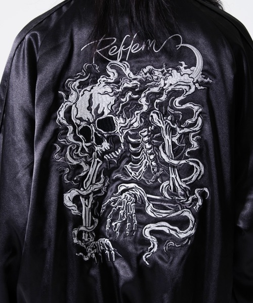 REFLEM(レフレム)の「『REFLEM/レフレム』スカル刺繍スカジャン(スカジャン・レディース・ブラック/ブラック×ホワイト・FREE)」の11枚目の写真