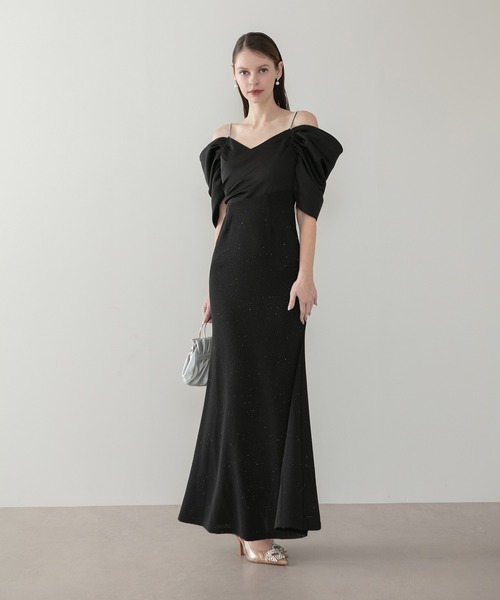 セール】【LEJA LUXE】ビジューストラップタックオフショルダー