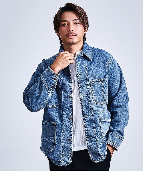 HANES(ヘインズ)の「『Hanes/ヘインズ』カバーオール(デニムジャケット・メンズ・サックスブルー/ブラック/ブルー/ネイビー・M/LL/L)」の3枚目の写真