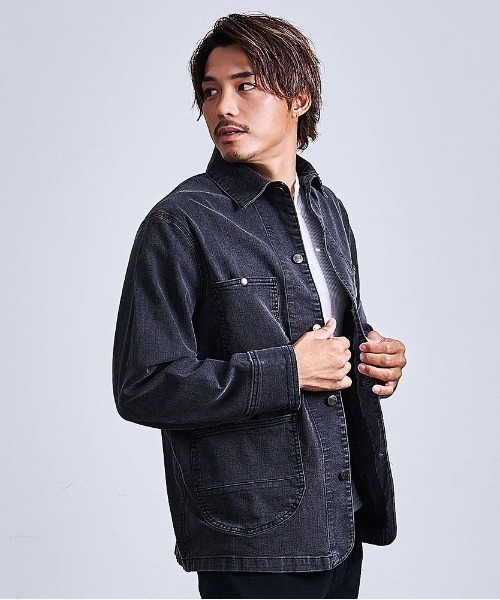 HANES(ヘインズ)の「『Hanes/ヘインズ』カバーオール(デニムジャケット・メンズ・サックスブルー/ブラック/ブルー/ネイビー・M/LL/L)」の6枚目の写真