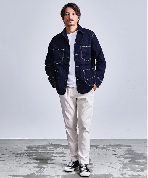HANES(ヘインズ)の「『Hanes/ヘインズ』カバーオール(デニムジャケット・メンズ・サックスブルー/ブラック/ブルー/ネイビー・M/LL/L)」の8枚目の写真