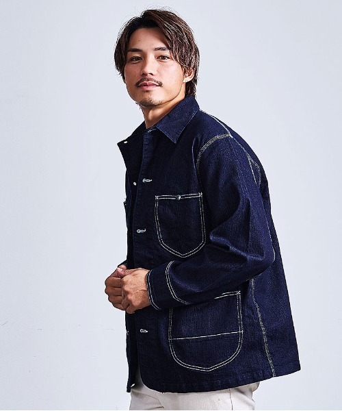 HANES(ヘインズ)の「『Hanes/ヘインズ』カバーオール(デニムジャケット・メンズ・サックスブルー/ブラック/ブルー/ネイビー・M/LL/L)」の9枚目の写真