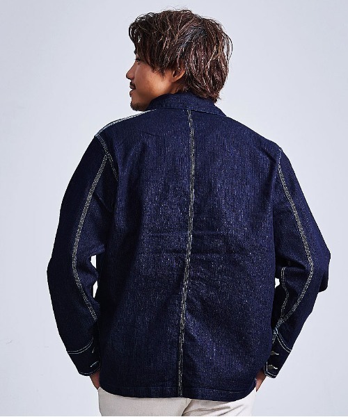 HANES(ヘインズ)の「『Hanes/ヘインズ』カバーオール(デニムジャケット・メンズ・サックスブルー/ブラック/ブルー/ネイビー・M/LL/L)」の10枚目の写真