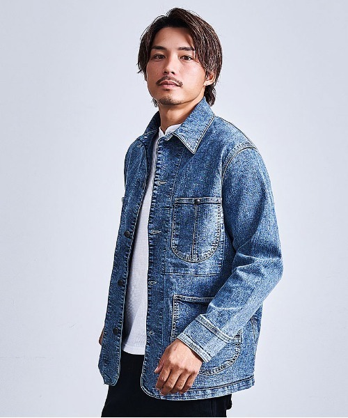 HANES(ヘインズ)の「『Hanes/ヘインズ』カバーオール(デニムジャケット・メンズ・サックスブルー/ブラック/ブルー/ネイビー・M/LL/L)」の12枚目の写真