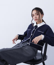 N.（N. Natural Beauty Basic） | バイカラーラインポケットカーデ(カーディガン/ボレロ)