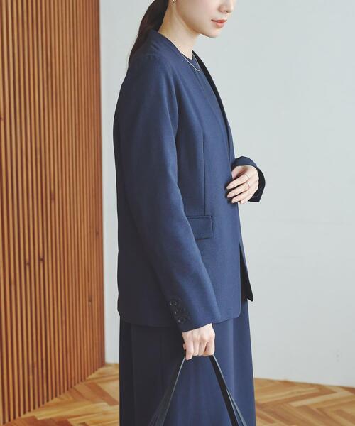 URBAN RESEARCH（アーバンリサーチ）の「『セットアップ対応』ノーカラージャケット（ノーカラージャケット・レディース・ネイビー/ブラック・36/38/40）」の4枚目の写真