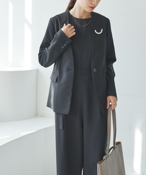 URBAN RESEARCH(アーバンリサーチ)の「ノーカラージャケット(ノーカラージャケット・レディース・ネイビー/ブラック・36/38/40)」の5枚目の写真