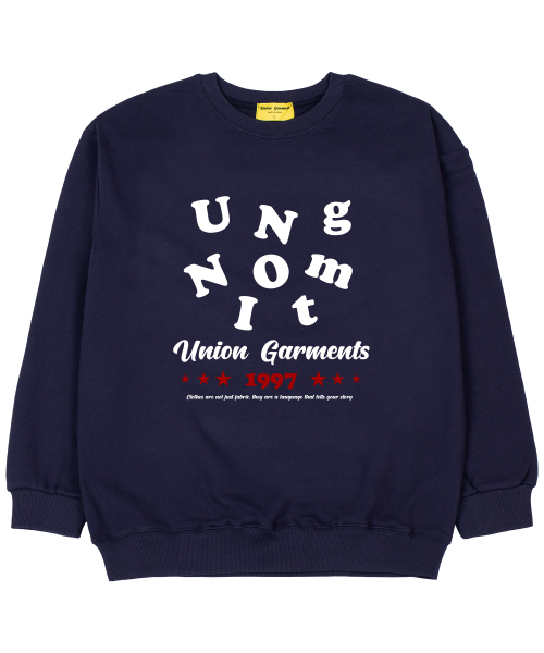 Union Garments(ユニオンガーメンツ)の「アルファベットロゴ 裏毛 オーバーサイズ スウェット Tシャツ ネイビー(スウェット・レディース・その他・MEDIUM/LARGE/X-LARGE/XX-LARGE)」の1枚目の写真