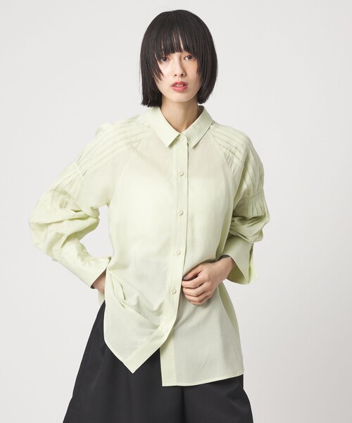 EMMEL REFINES（エメルリファインズ）の「＜EMMEL REFINES＞EM ソデタック オーバーシャツ（シャツ/ブラウス・レディース・オフホワイト/ライトブルー/ライム・FREE）」の4枚目の写真