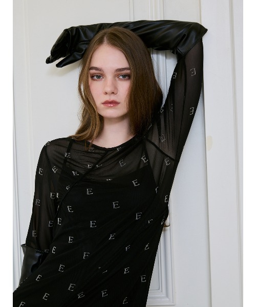 EIMY ISTOIRE(エイミーイストワール)の「モノグラムカットアウトチュールワンピース(ドレス・レディース・ライトベージュ/ブラック・F)」の11枚目の写真