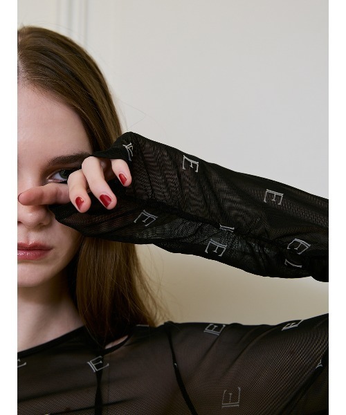 EIMY ISTOIRE(エイミーイストワール)の「モノグラムカットアウトチュールワンピース(ドレス・レディース・ライトベージュ/ブラック・F)」の13枚目の写真
