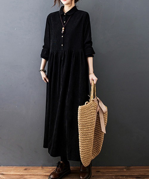 Flugge（フラッジー）の「長袖シャツワンピース（シャツワンピース・レディース・ブラック/ブルー・LARGE/MEDIUM）」の5枚目の写真