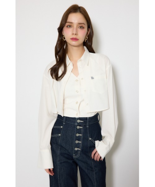 rienda（リエンダ）の「バックリボンレイヤードシャツ 春服（シャツ/ブラウス・レディース・ブルー/ピンク/ホワイト・SMALL/MEDIUM）」の4枚目の写真