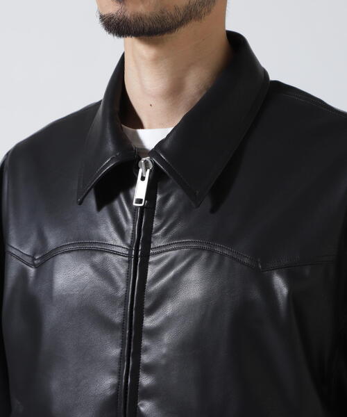 Toironier（トワロニエ）の「Toironier/トワロニエ/Artificial Leather Work（ブルゾン・メンズ・ブラウン/ブラック・1）」の4枚目の写真