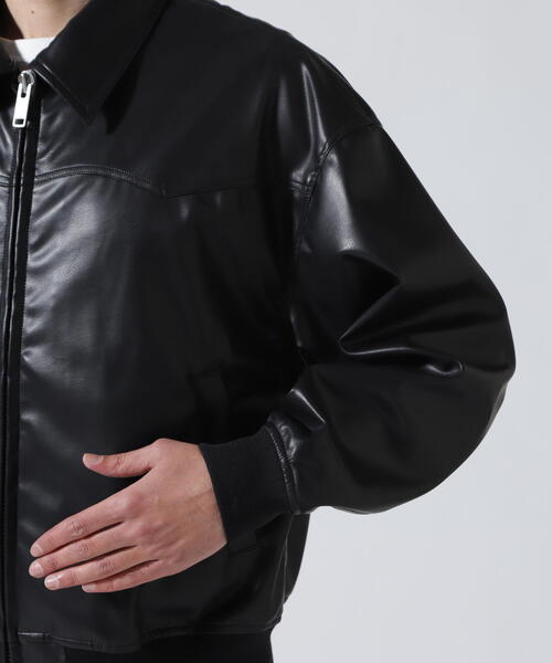 Toironier（トワロニエ）の「Toironier/トワロニエ/Artificial Leather Work（ブルゾン・メンズ・ブラウン/ブラック・1）」の3枚目の写真