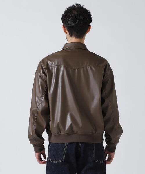 Toironier（トワロニエ）の「Toironier/トワロニエ/Artificial Leather Work（ブルゾン・メンズ・ブラウン/ブラック・1）」の9枚目の写真