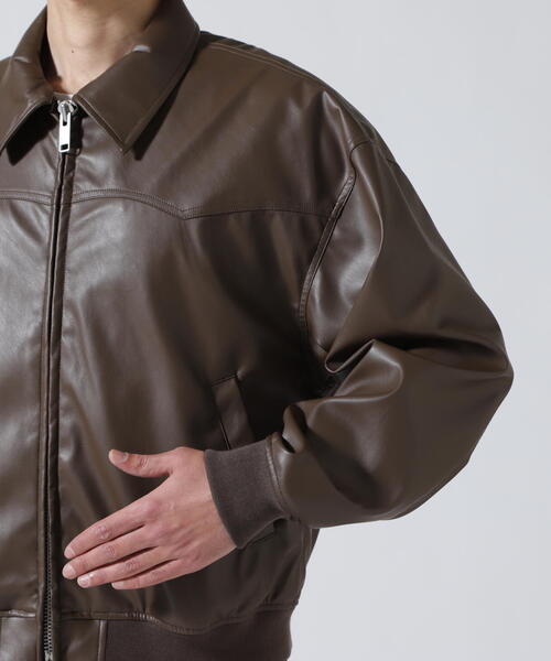 Toironier（トワロニエ）の「Toironier/トワロニエ/Artificial Leather Work（ブルゾン・メンズ・ブラウン/ブラック・1）」の17枚目の写真