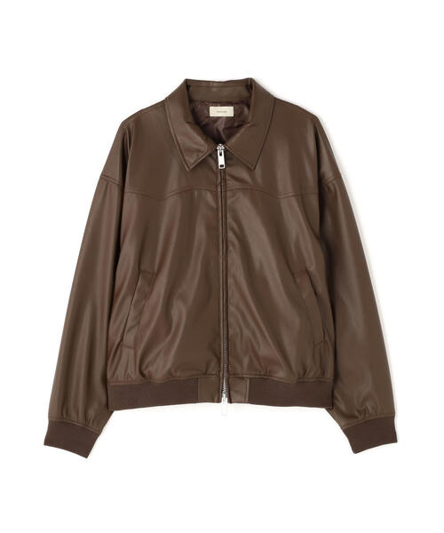 Toironier（トワロニエ）の「Toironier/トワロニエ/Artificial Leather Work（ブルゾン・メンズ・ブラウン/ブラック・1）」の2枚目の写真