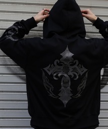 RESHAM クロスラインストーンZIPパーカー