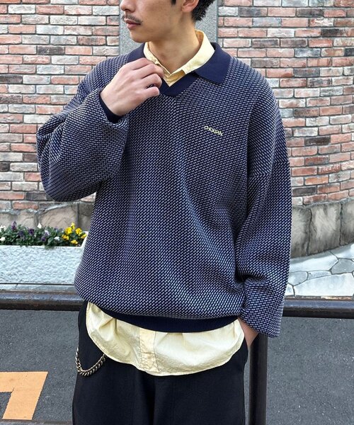 CIAOPANIC（チャオパニック）の「バーズアイニットポロシャツ（ニット/セーター・レディース・ネイビー/ホワイト/グリーン/ブルー・FREE）」の4枚目の写真