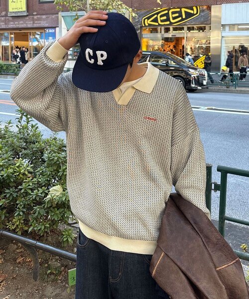 CIAOPANIC（チャオパニック）の「バーズアイニットポロシャツ（ニット/セーター・レディース・ネイビー/ホワイト/グリーン/ブルー・FREE）」の2枚目の写真