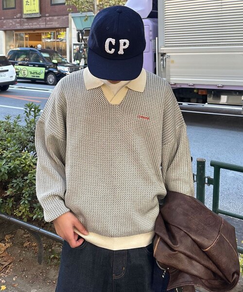 CIAOPANIC（チャオパニック）の「バーズアイニットポロシャツ（ニット/セーター・レディース・ネイビー/ホワイト/グリーン/ブルー・FREE）」の5枚目の写真