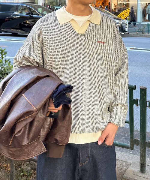 CIAOPANIC（チャオパニック）の「バーズアイニットポロシャツ（ニット/セーター・レディース・ネイビー/ホワイト/グリーン/ブルー・FREE）」の6枚目の写真