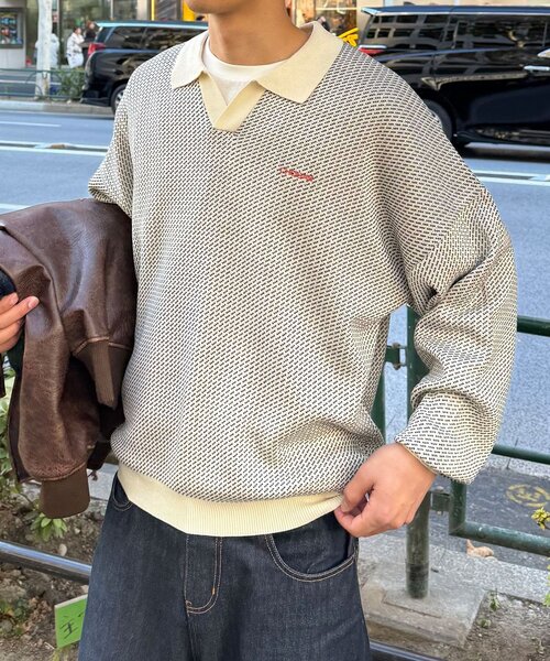 CIAOPANIC（チャオパニック）の「バーズアイニットポロシャツ（ニット/セーター・レディース・ネイビー/ホワイト/グリーン/ブルー・FREE）」の7枚目の写真