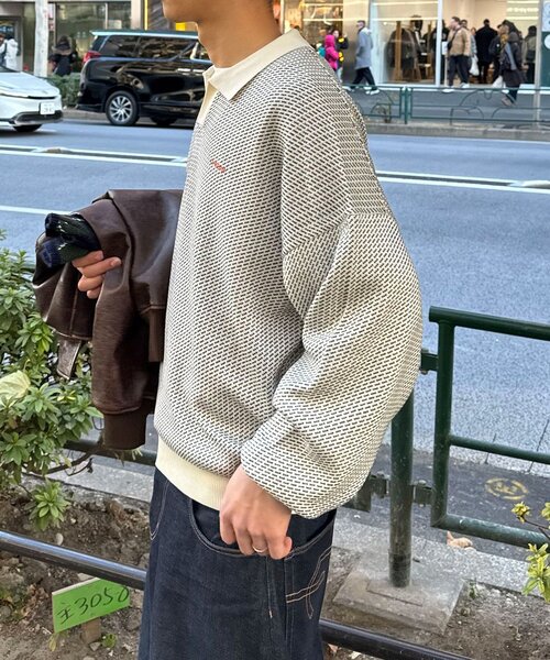 CIAOPANIC（チャオパニック）の「バーズアイニットポロシャツ（ニット/セーター・レディース・ネイビー/ホワイト/グリーン/ブルー・FREE）」の8枚目の写真