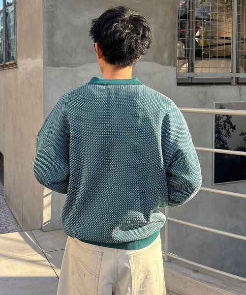 CIAOPANIC（チャオパニック）の「バーズアイニットポロシャツ（ニット/セーター・レディース・ネイビー/ホワイト/グリーン/ブルー・FREE）」の16枚目の写真