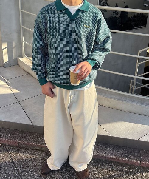 CIAOPANIC（チャオパニック）の「バーズアイニットポロシャツ（ニット/セーター・レディース・ネイビー/ホワイト/グリーン/ブルー・FREE）」の17枚目の写真