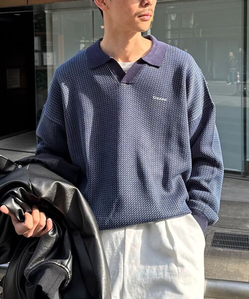 CIAOPANIC（チャオパニック）の「バーズアイニットポロシャツ（ニット/セーター・レディース・ネイビー/ホワイト/グリーン/ブルー・FREE）」の21枚目の写真